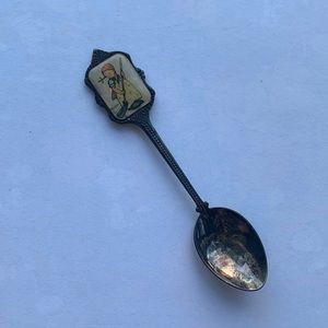 Vintage limited edition Hummel silver plated spoon - girl sweeping